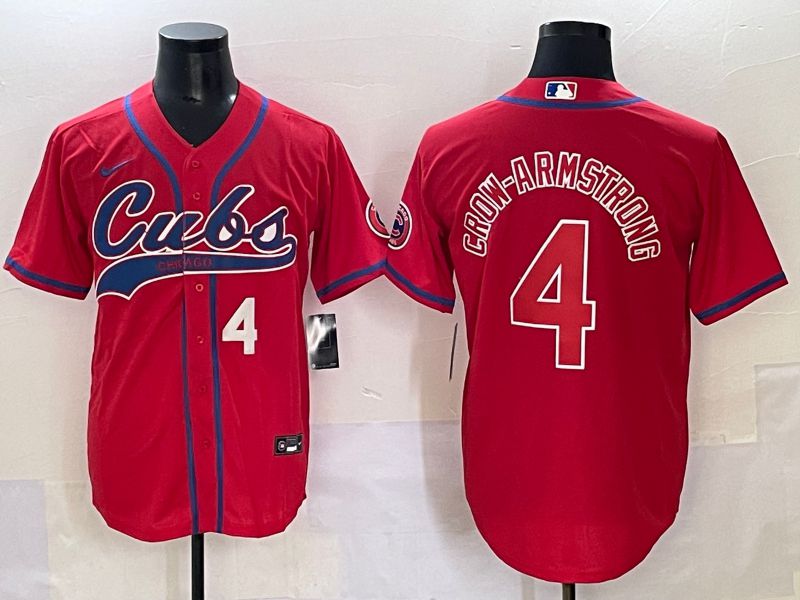 Men 2025 Chicago Cubs #4 Crow-Armstrong Red Joint Name Nike MLB Jersey style 3->chicago cubs->MLB Jersey